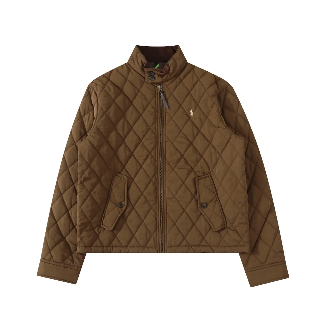 P350 #R57 Ralpah Lauren/Ralph Lauren Diamond Check Stand Collar Veteran Cotton Jacket Uniform British Retro Style for Men and Women Item No. RL17381 Classic Diamond Henley Lavalier Thin Cotton Jacket Simple yet stylish corduroy trimmed cuffs Collar Can be straight folded Two-wear, half-high collar front double-button closure, front full zipper Fabric has a certain anti-water effect, classic forever , there are adjustable buckle tabs at the back waist. Delicate embroidery of the pony on the left side of the chest is retro and timeless. Color: black, navy blue, brown, army green. Size: M L